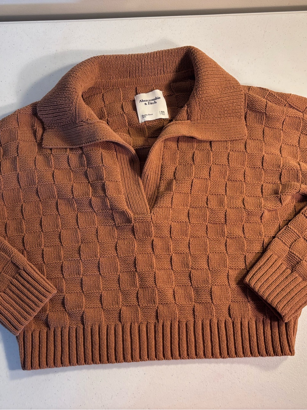 Abercrombie & Fitch Copper Textured Funnel-Neck Sweater